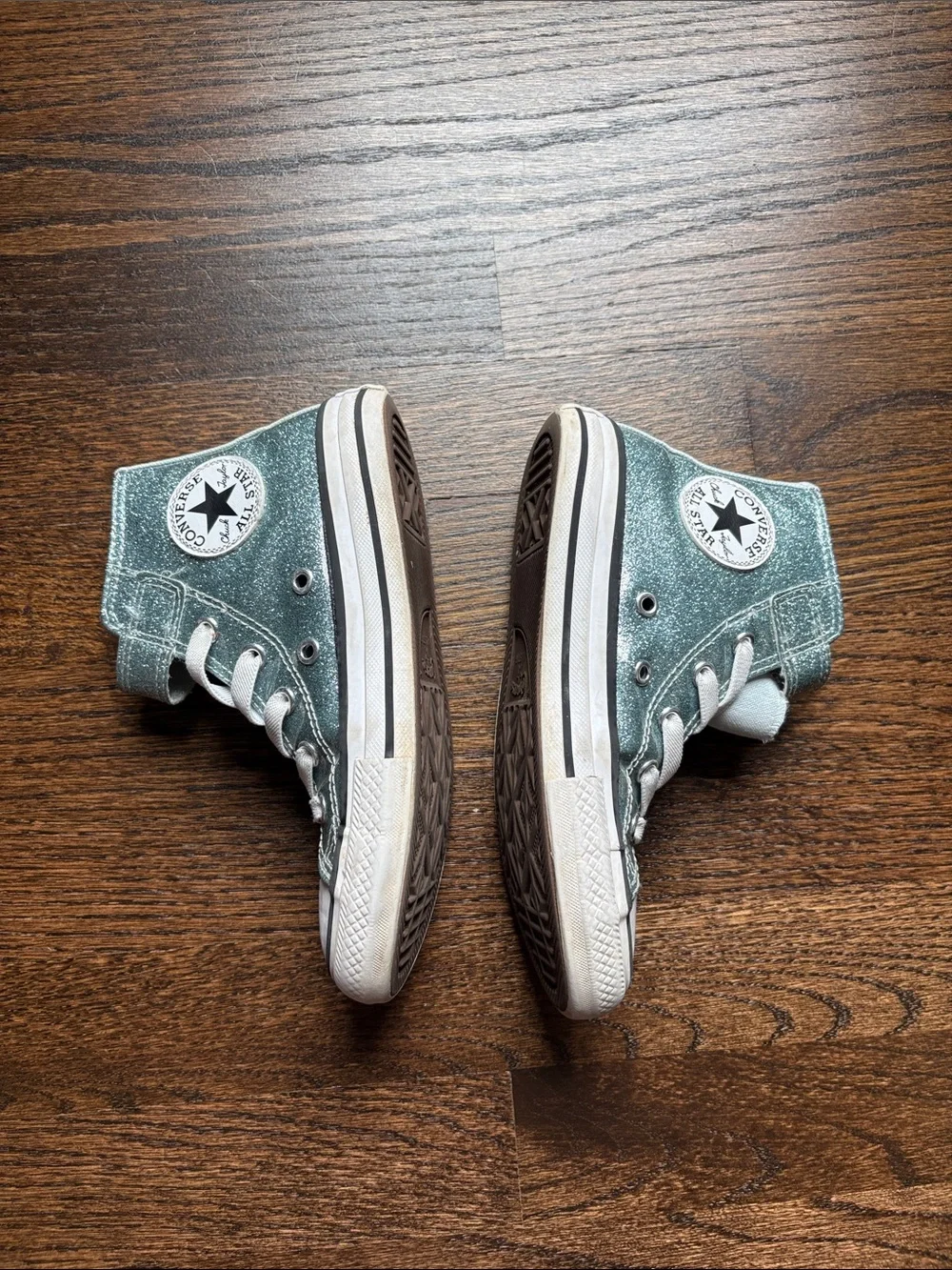 Converse Kids High Top Sneakers - Light Blue Glitter